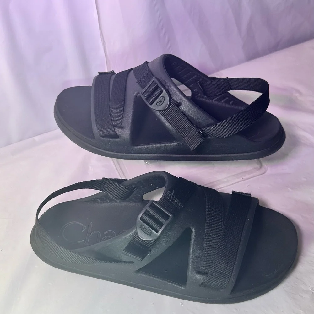 Chaco Black Dual-Strap Slide with Buckle
